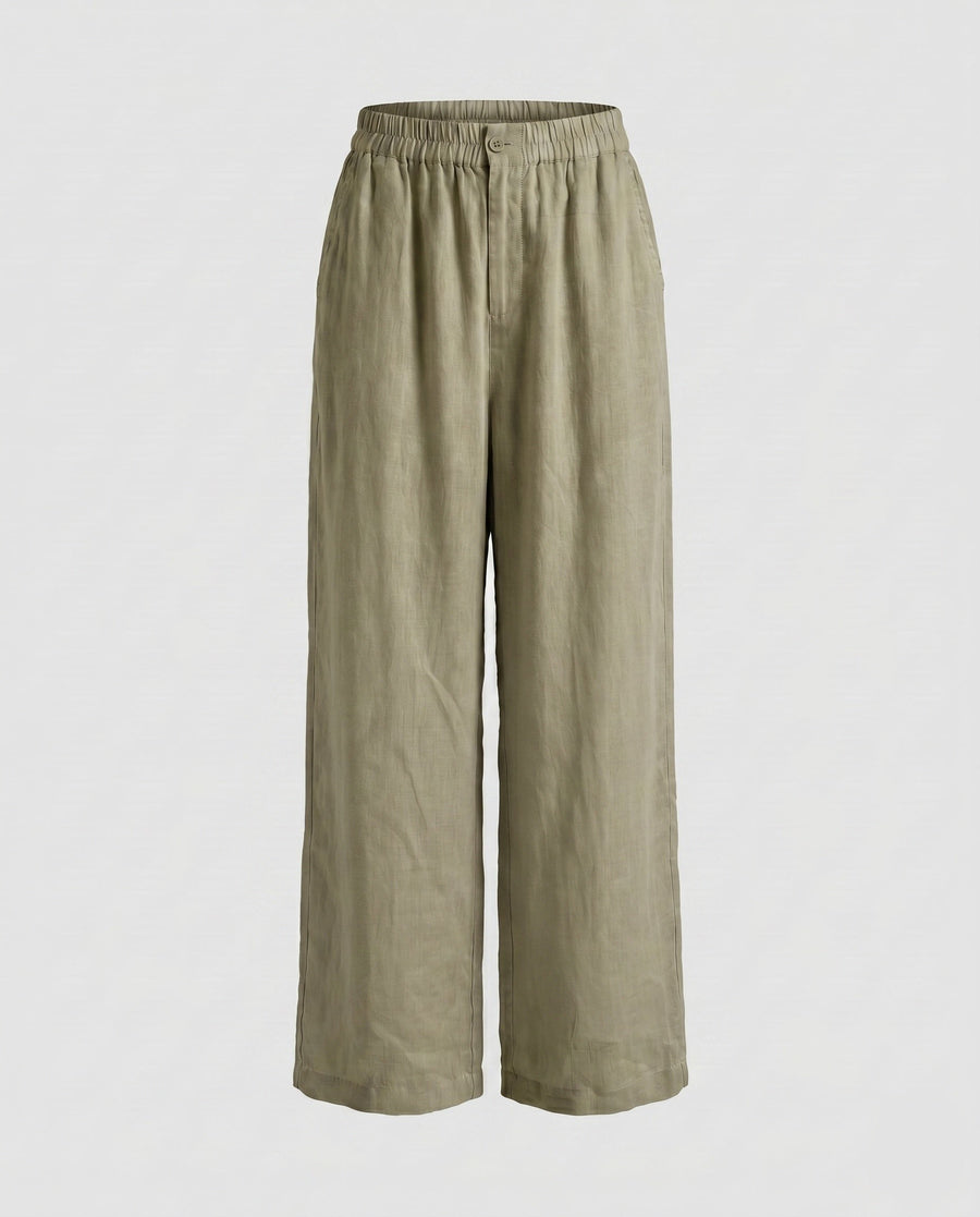 Alessia Linen Trousers with Pockets in Teefarben