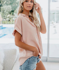 Aletta™ Relaxed Fit Casual Blouse in Gray