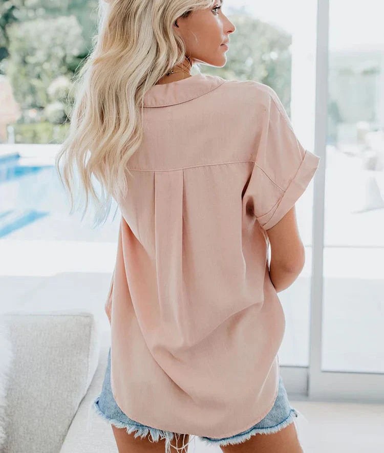 Aletta™ Relaxed Fit Casual Blouse in Gray
