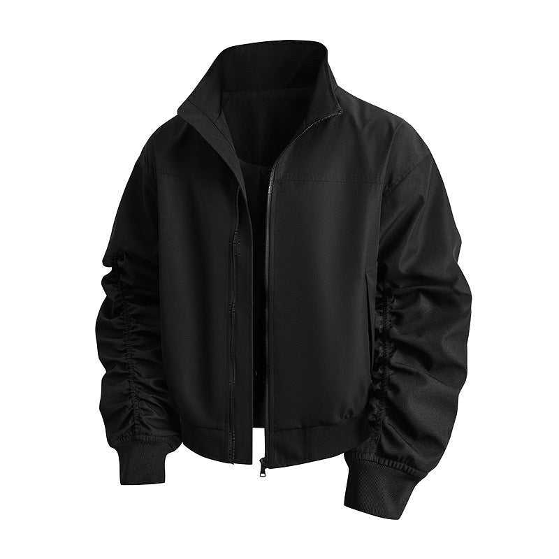Alice Elegant Jacket with Stand Collar in Black