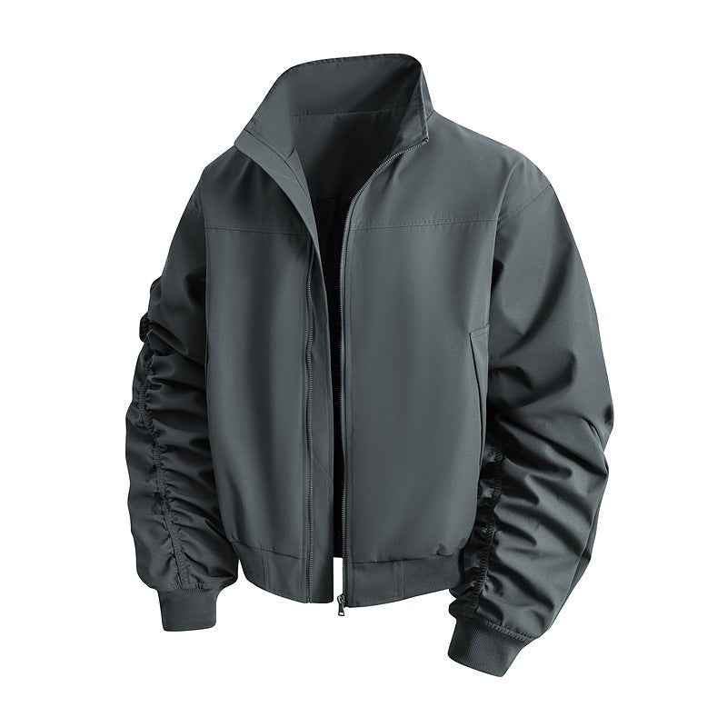 Alice Elegant Jacket with Stand Collar in Dark Grey