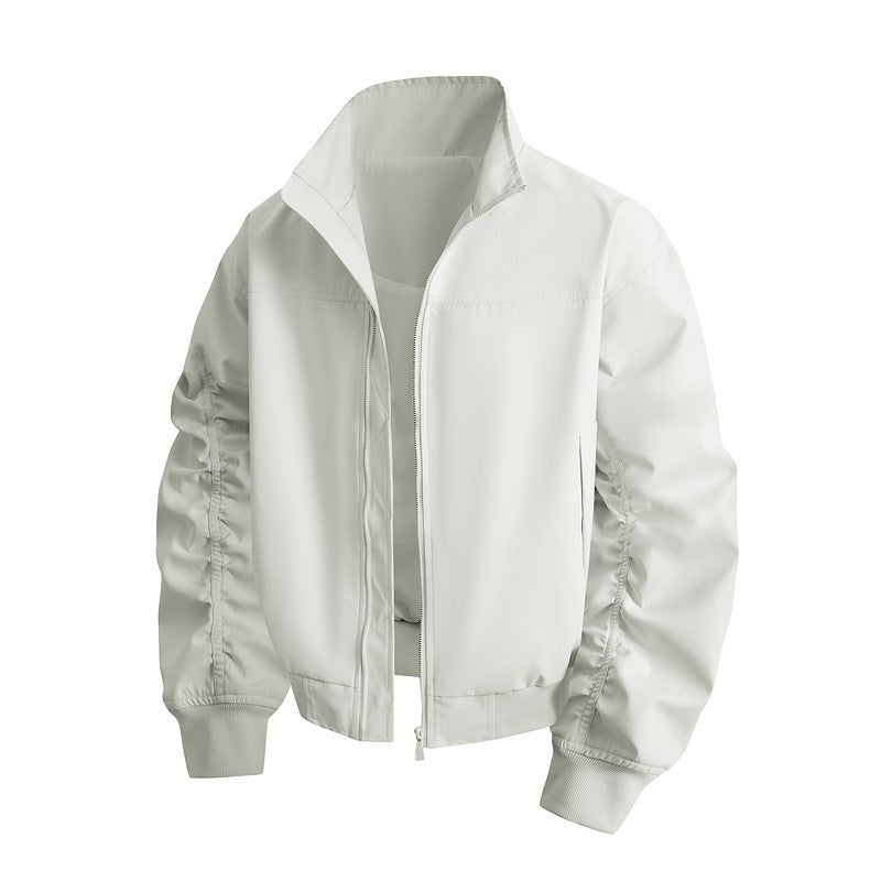 Alice Elegant Jacket with Stand Collar in White