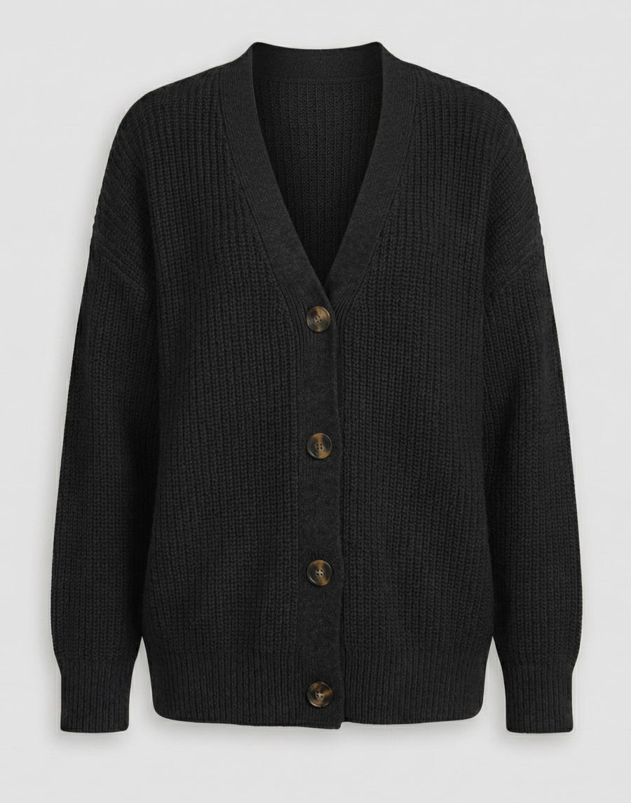 Alice Elegant Knit Cardigan in Black