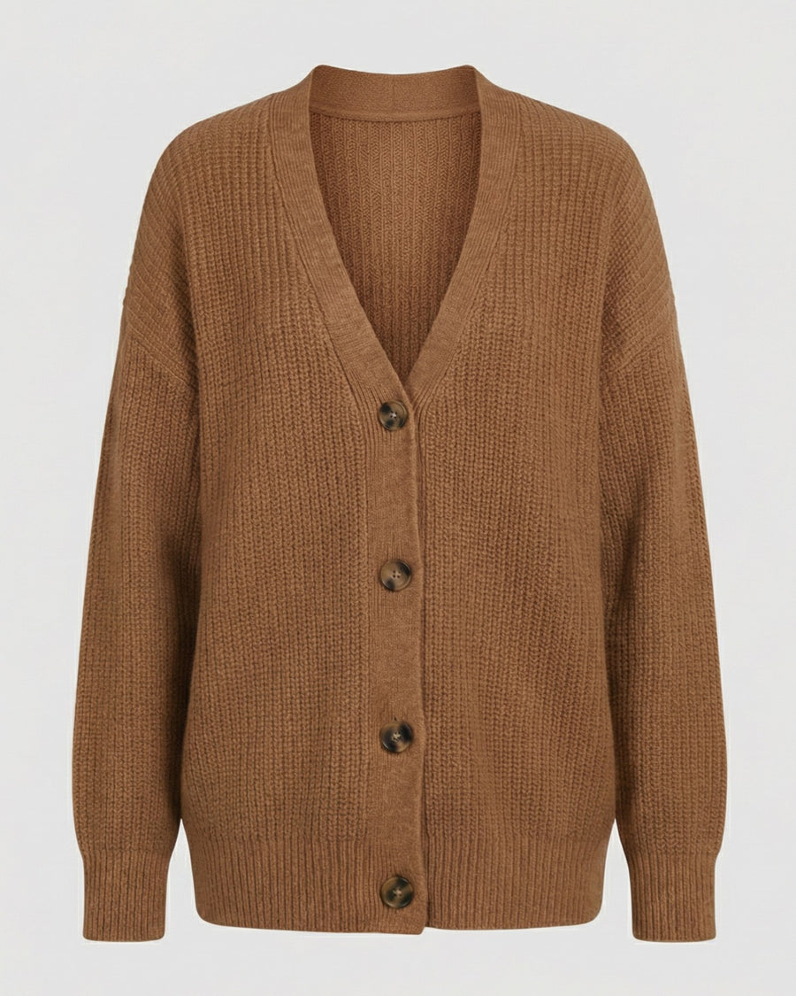 Alice Elegant Knit Cardigan in Brown