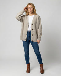 Alice Elegant Knit Cardigan in Light Grey