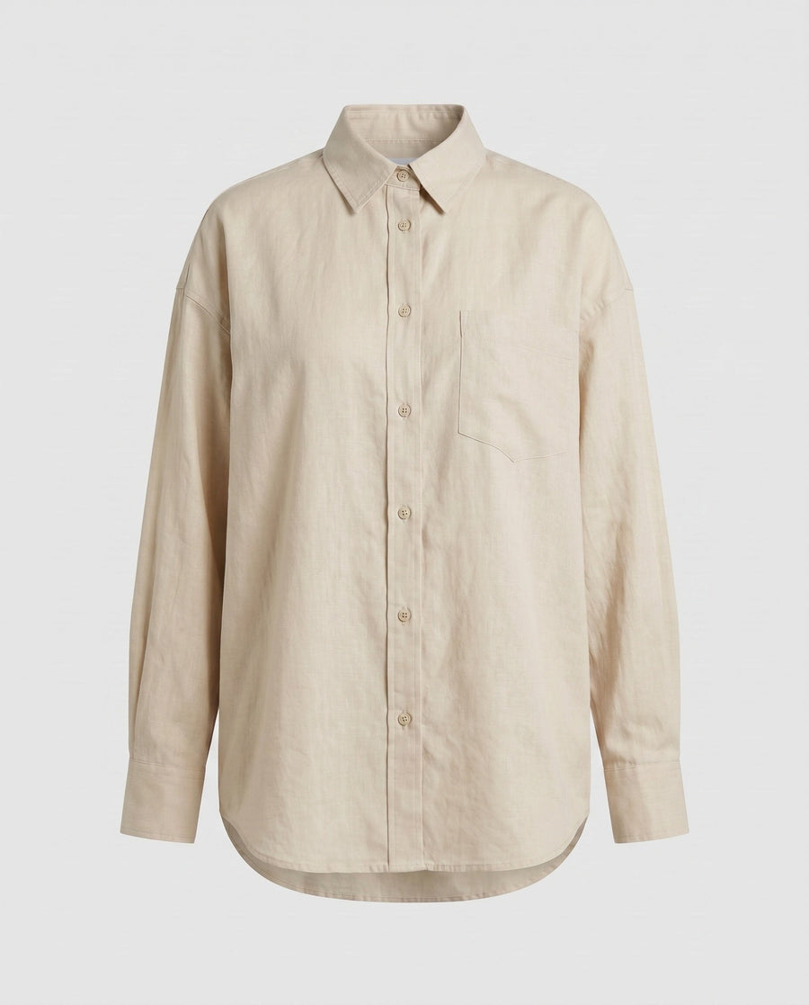 Alice Elegant Linen Blouse with Oversized in Leinwand