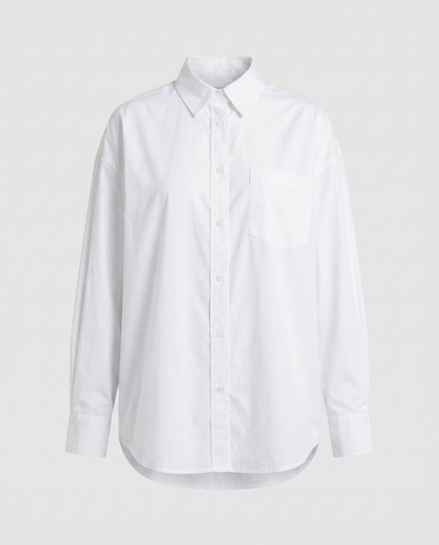 Alice Elegant Linen Blouse with Oversized in White