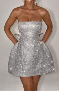 Isabella | Women's Statement Glitter Bow Mini Dress