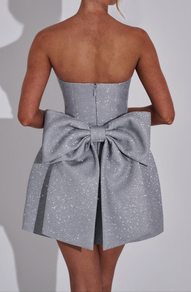 Isabella | Women's Statement Glitter Bow Mini Dress