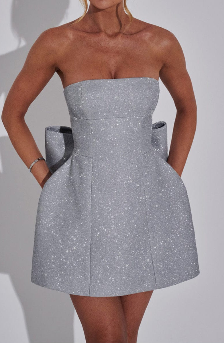 Isabella | Women's Statement Glitter Bow Mini Dress