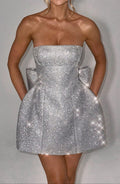 Isabella | Women's Statement Glitter Bow Mini Dress