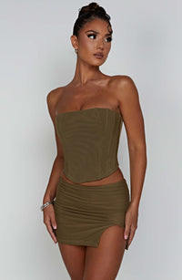 Melanie Mini Skirt in Khaki