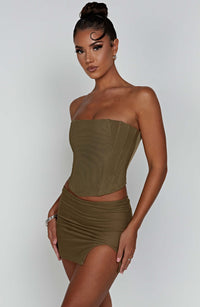 Melanie Mini Skirt in Khaki