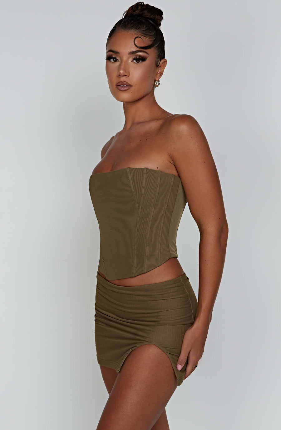 Melanie Mini Skirt in Khaki