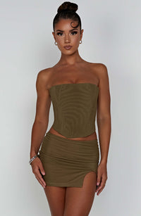 Melanie Mini Skirt in Khaki