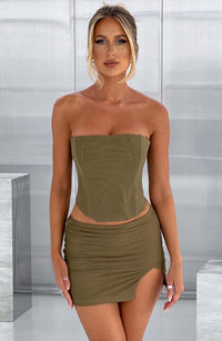 Melanie Mini Skirt in Khaki
