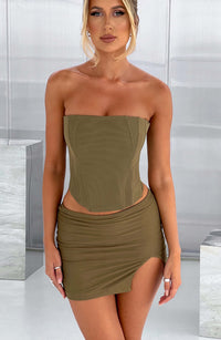Melanie Mini Skirt in Khaki