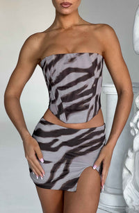 Melanie Mini Skirt - Zebra Print