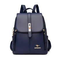 Alisa Women's Leather Backpack with Lock Clasp in Blue