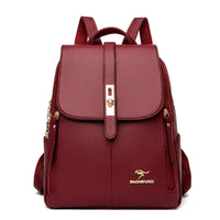 Alisa Women's Leather Backpack with Lock Clasp in Burgundy