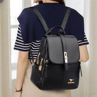 Alisa Women's Leather Backpack with Lock Clasp in Purple
