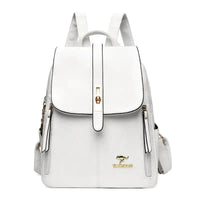 Alisa Women's Leather Backpack with Lock Clasp in White