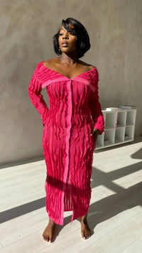Alise | Off Shoulder Maxi Dress in Pink
