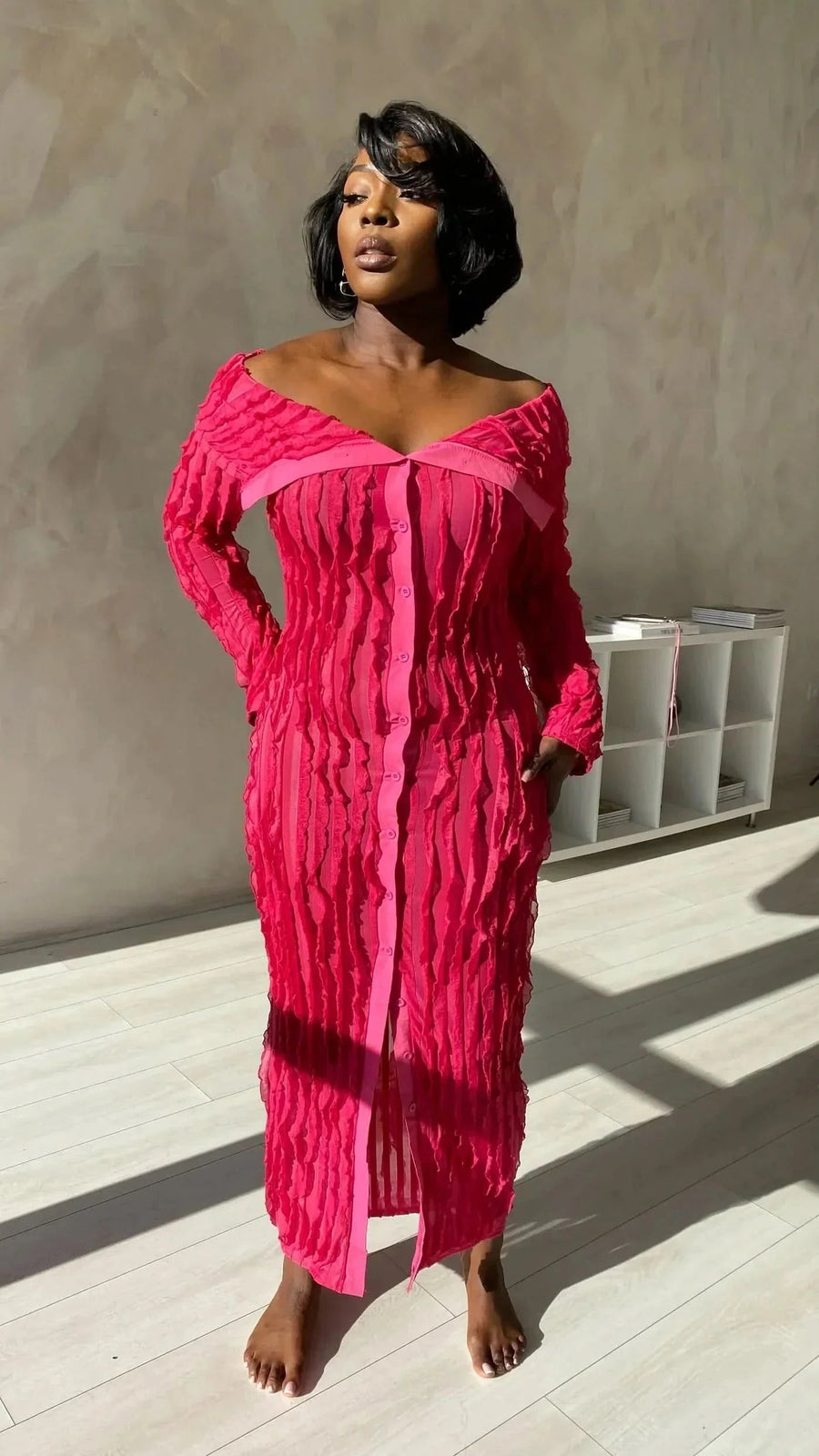 Alise | Off Shoulder Maxi Dress in Pink