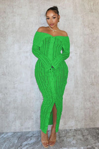 Alise | Off Shoulder Maxi Dress in Green