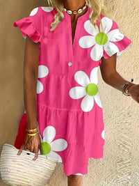 Aliza Elegant Curves Blooming Style Dress in Pink
