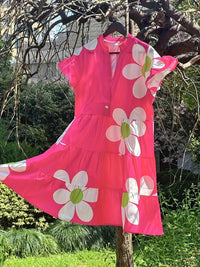 Aliza Elegant Curves Blooming Style Dress in Pink