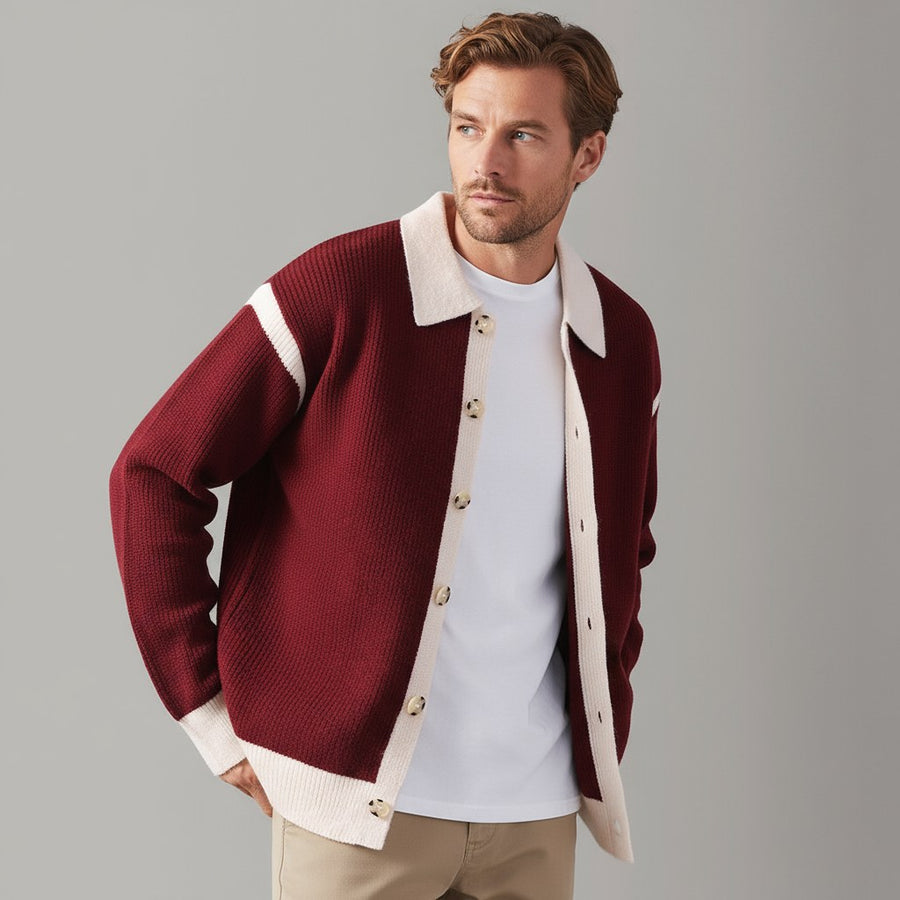 Allen Alpaca Wool Cardigan in Crimson
