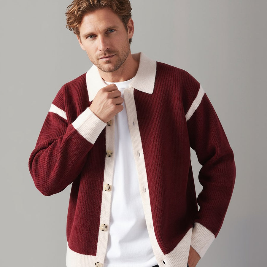 Allen Alpaca Wool Cardigan in Crimson