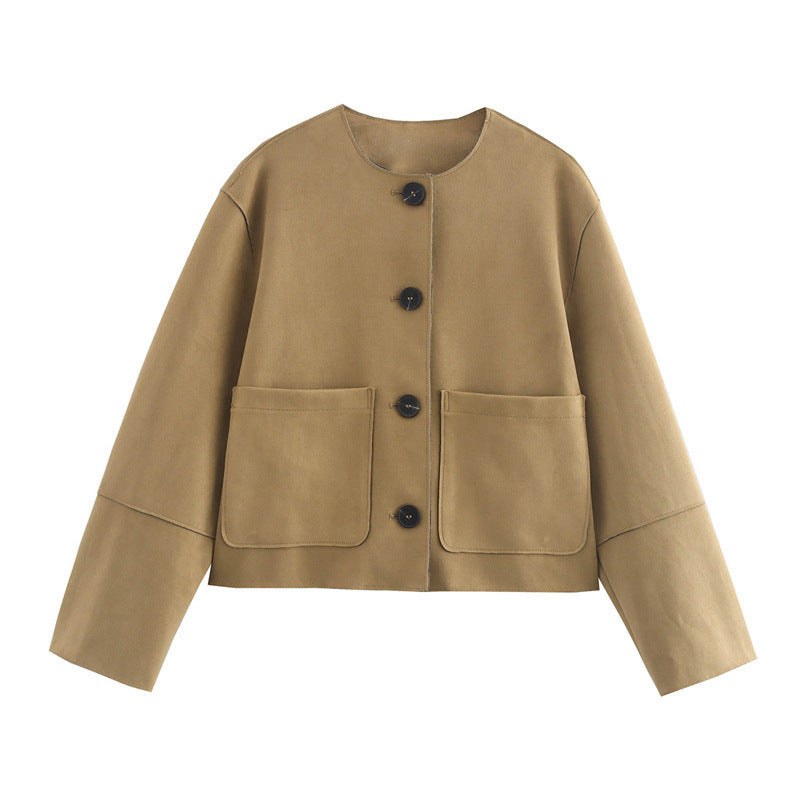Althea Casual Jacket with Pockets in Karamell