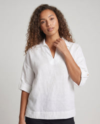 Althea Casual Linen Blouse with V-Neck