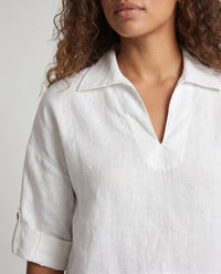 Althea Casual Linen Blouse with V-Neck