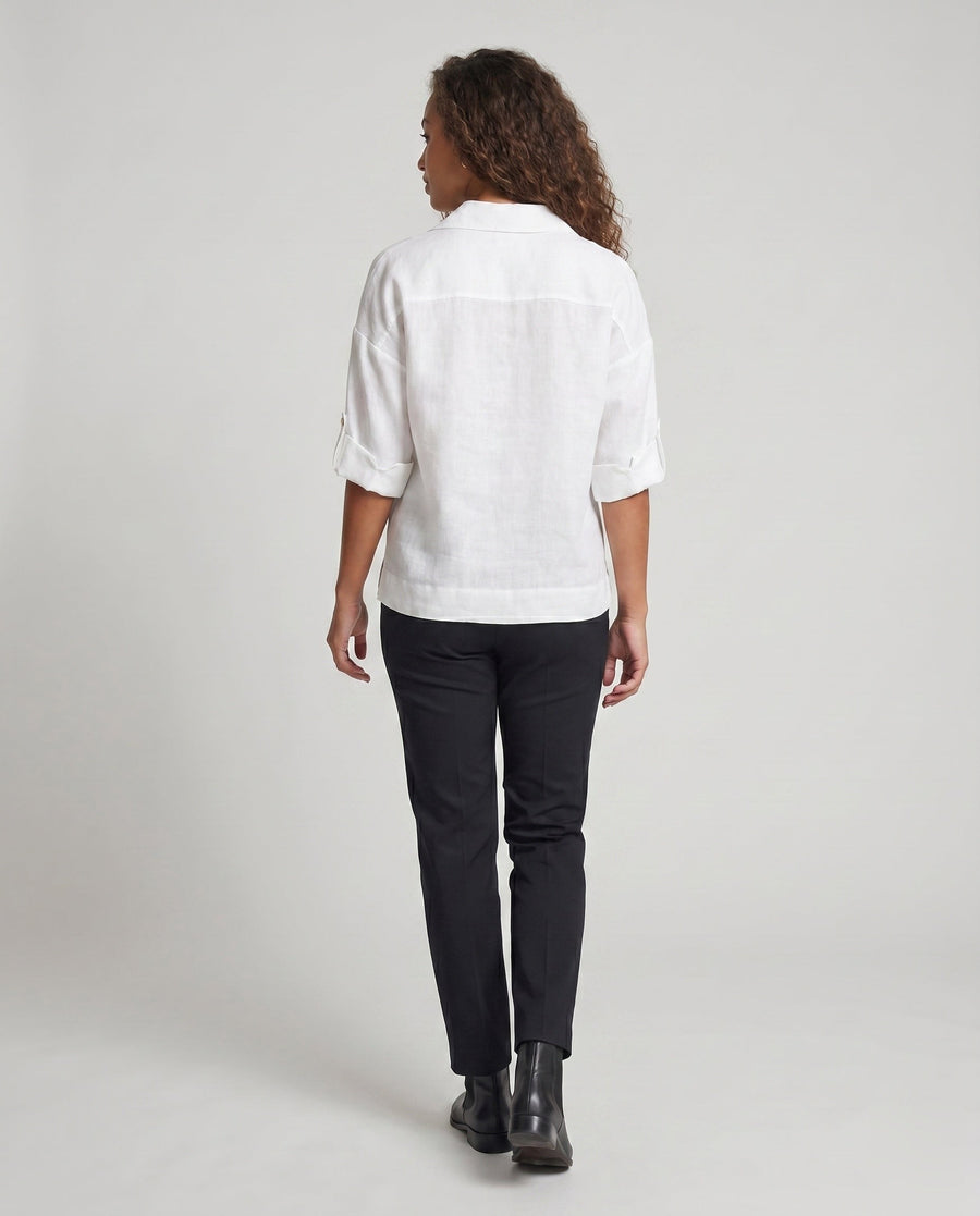 Althea Casual Linen Blouse with V-Neck