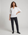 Althea Casual Linen Blouse with V-Neck