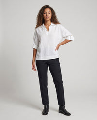 Althea Casual Linen Blouse with V-Neck