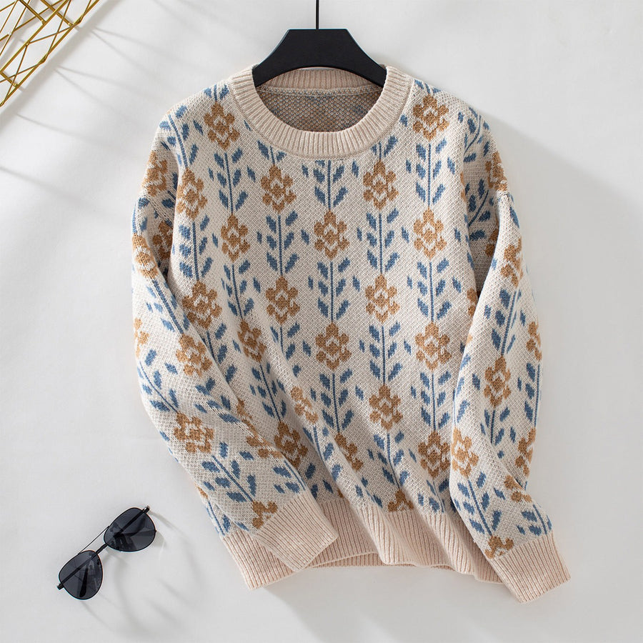 Althea Casual Sweater with Crew Neck in Apricot