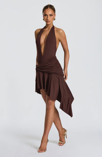 Jacinta Mini Skirt in Plum Brown