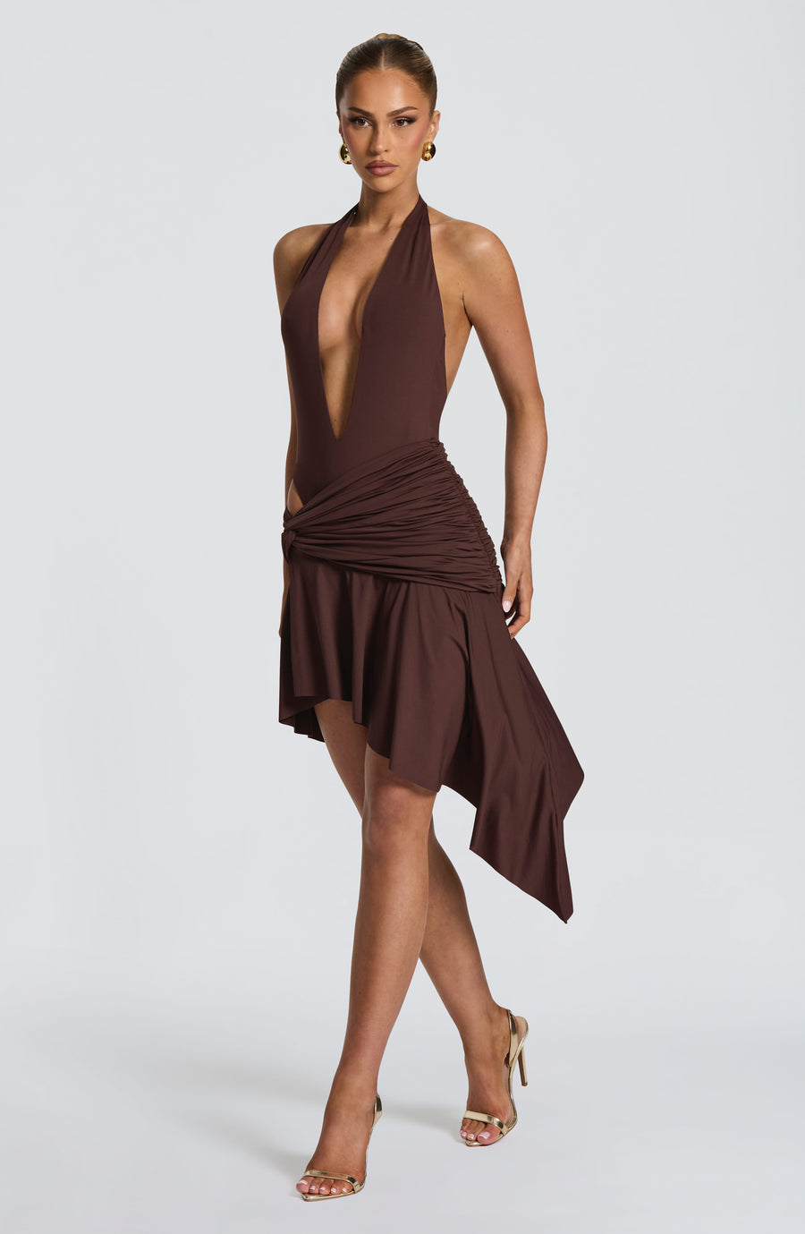 Jacinta Mini Skirt in Plum Brown
