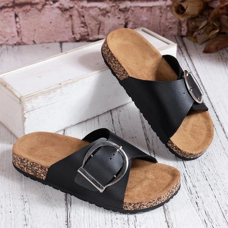 Alveth Women's Buckle Slide Sandals in White