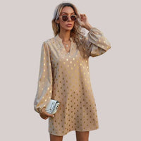 Alyssa Gold Polka Dot Mini Dress in Gold