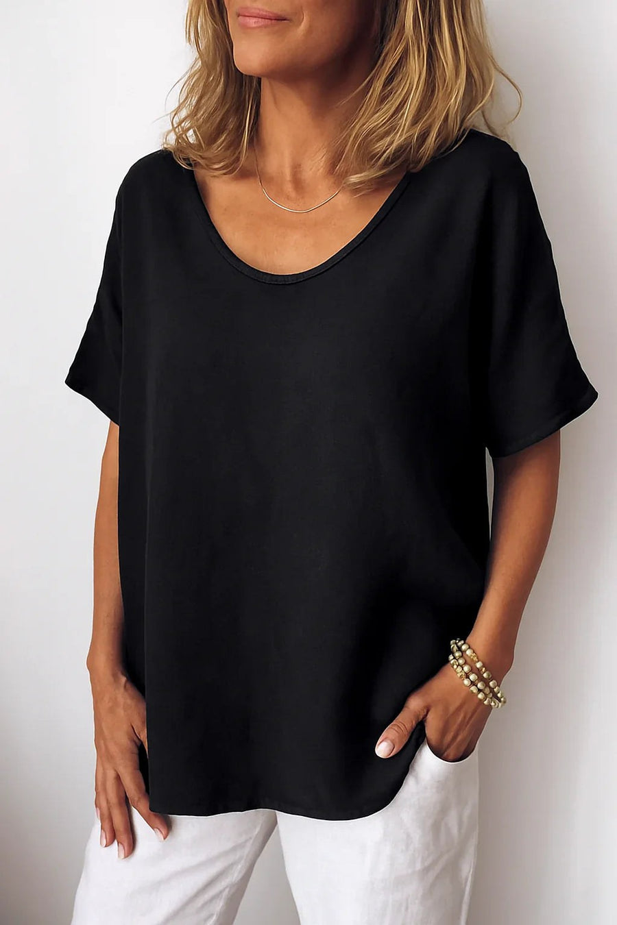 Amanda™ Relaxed Fit Casual Top in Black