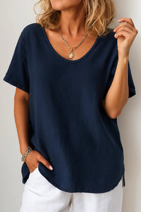 Amanda™ Relaxed Fit Casual Top in Navy Blue