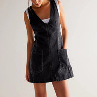 Amara Denim Overall Dress in Charcoal