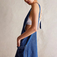 Amara Denim Overall Dress in Dark Blue