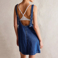 Amara Denim Overall Dress in Dark Blue