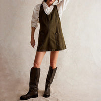 Amara Denim Overall Dress in Emerald